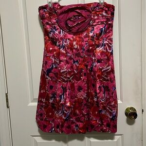 BGBC Maxazria convertible pink flowers bubble formal dress size 8 NEW!
